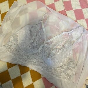 WHITE LACE FASHION NOVA LINGERIE WIRE BRA BABYDOLL SIZE XL
